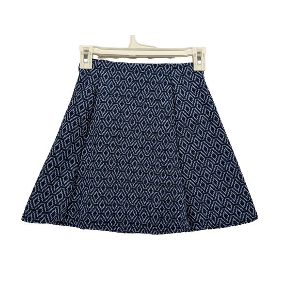 Zara Trafaluc Short ALine Skirt Small Navy Geometric Pleated Micro‎ Mini Flowy - Picture 2 of 9